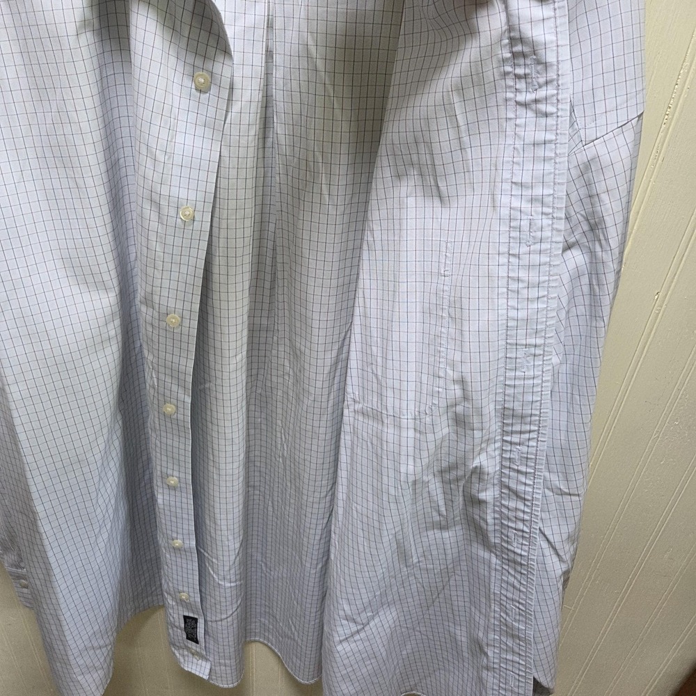 Jos. A. Bank Dress Shirt Mens 17 34/35 White Check Wrinkle Resistant Long Sleeve - Picture 5 of 8